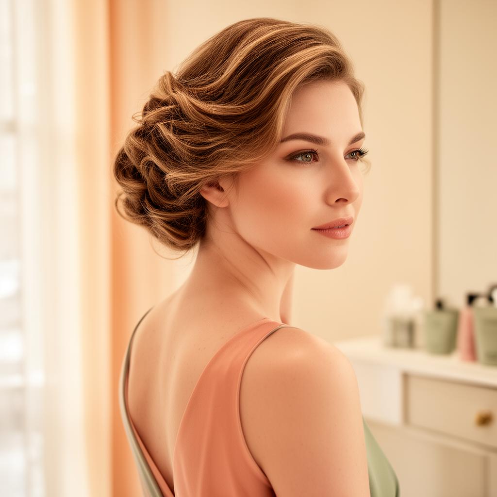 Editorial portrait of woman with elegant styled hair
